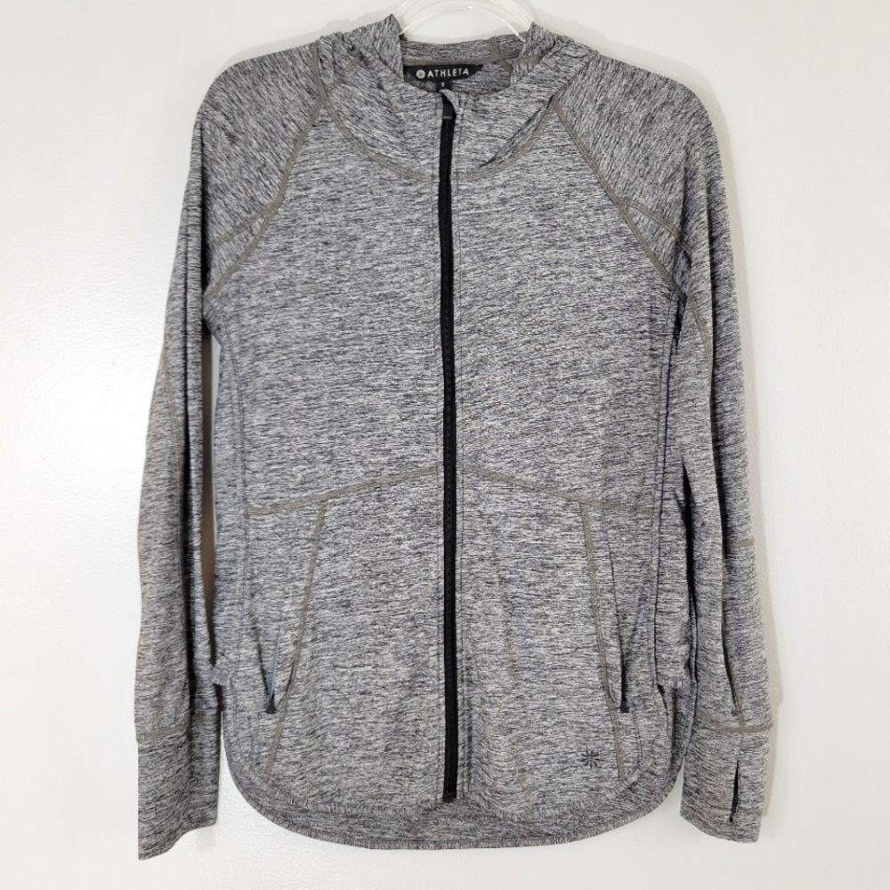 ATHLETA Heather Baja UPF hooded long sleeve zip lightweight activewear jacket